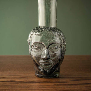 Smoke Recycled Glass La Soufflerie Vase Tete Face Close UP
