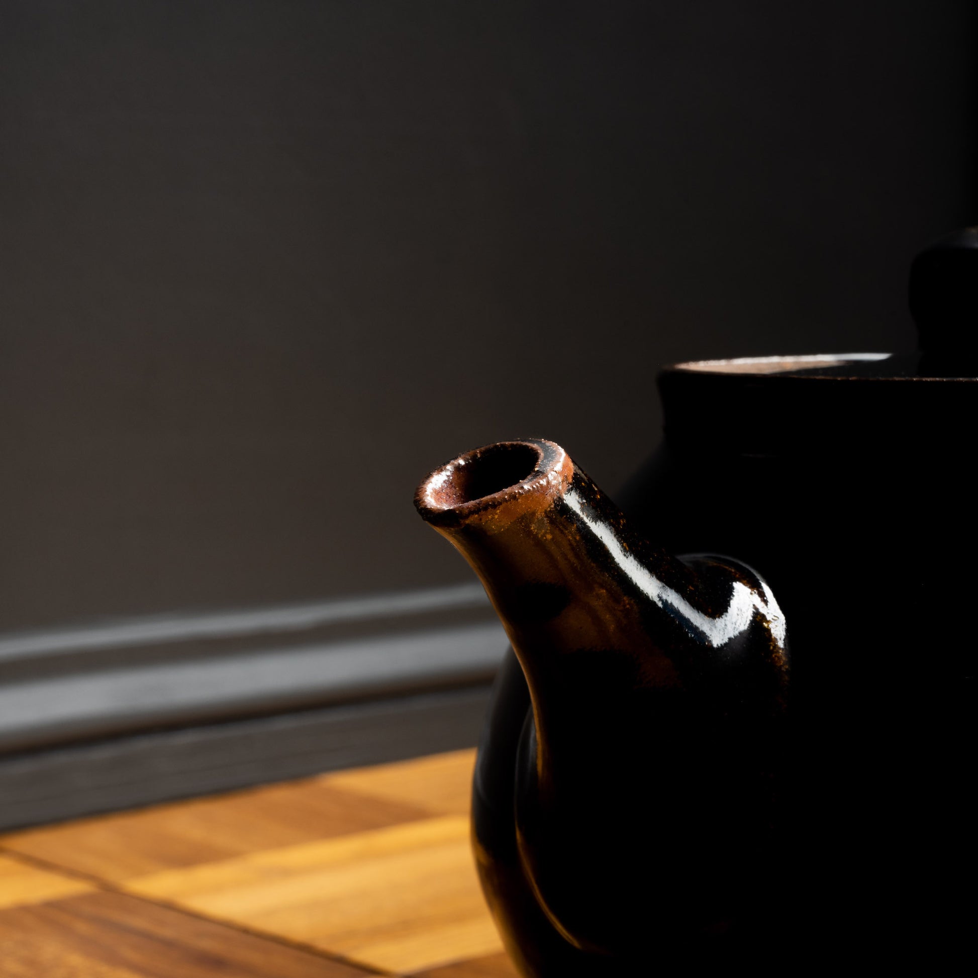 Leach Pottery teapot spout close up