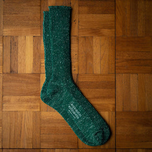 Nishiguchi Kutsushita Park Green Cotton & Hemp Socks