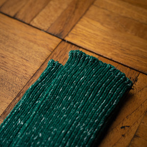 Nishiguchi Kutsushita Park Green Hemp & Cotton Socks Yarn Close Up