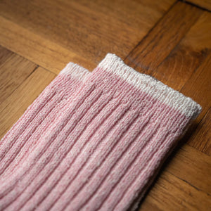 Nishiguchi Kutsushita Pink Silk & Cotton  Socks Hem Close UP