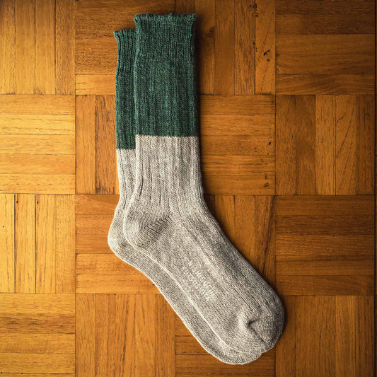 Wool & Cotton Slab Socks Green